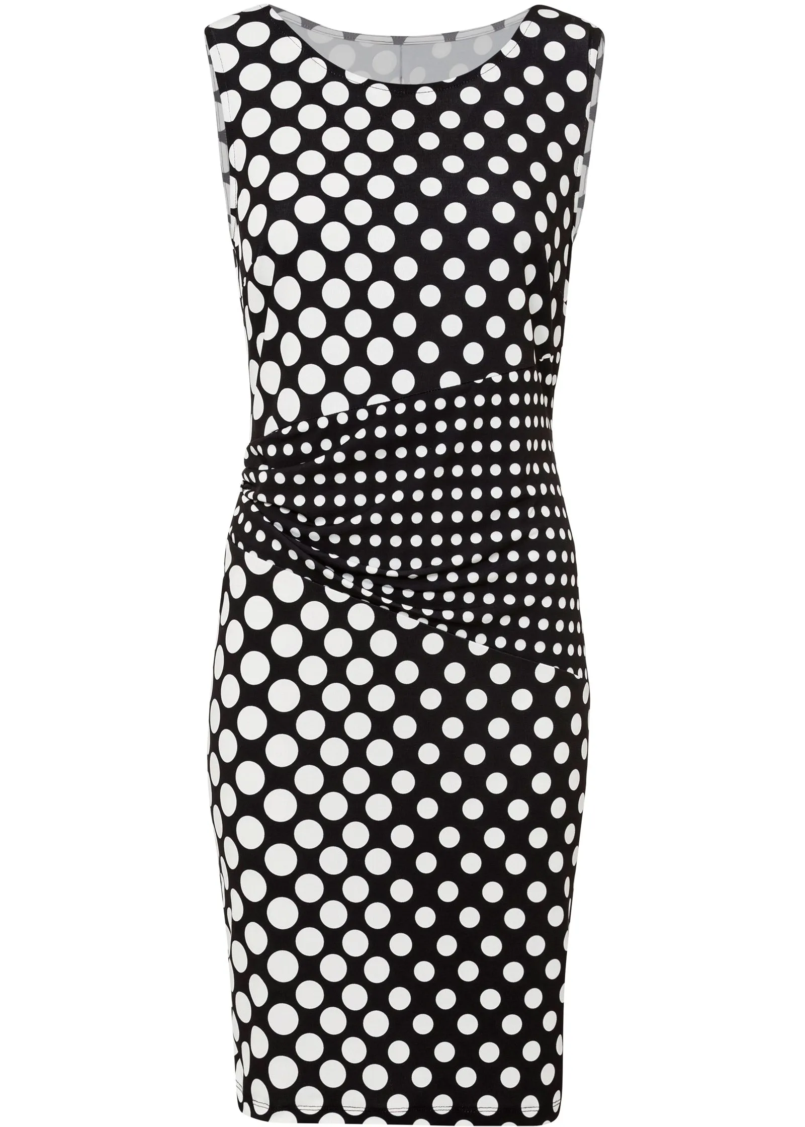 Polka-Dot Bodycon Dress - Black & White