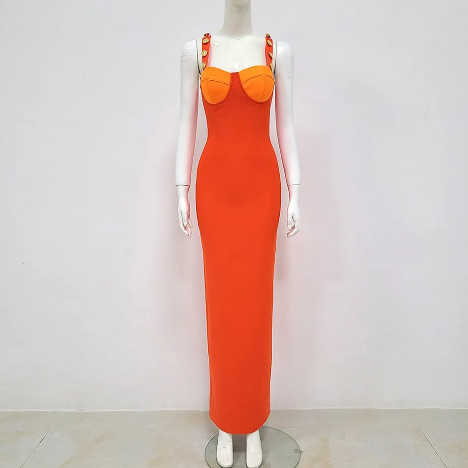 Pre Order:  Orange Maxi Bandage Dress