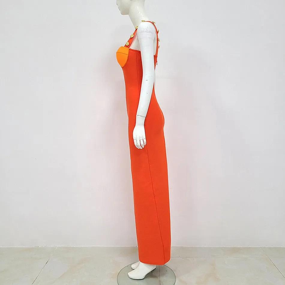 Pre Order:  Orange Maxi Bandage Dress