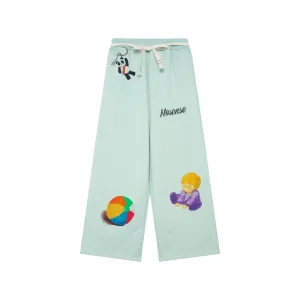 Printed Embellished Long Sweatpants In Green