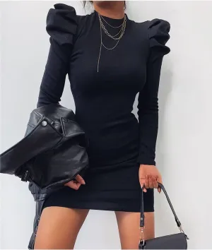Puff Sleeve Party Dress Slim Sexy Bodycon