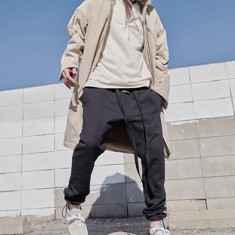 Pure black men's sweatpants