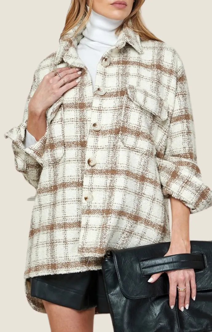 Rhea Beige Plaid Shacket