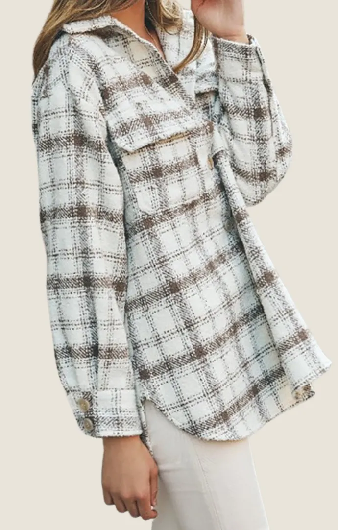 Rhea Beige Plaid Shacket