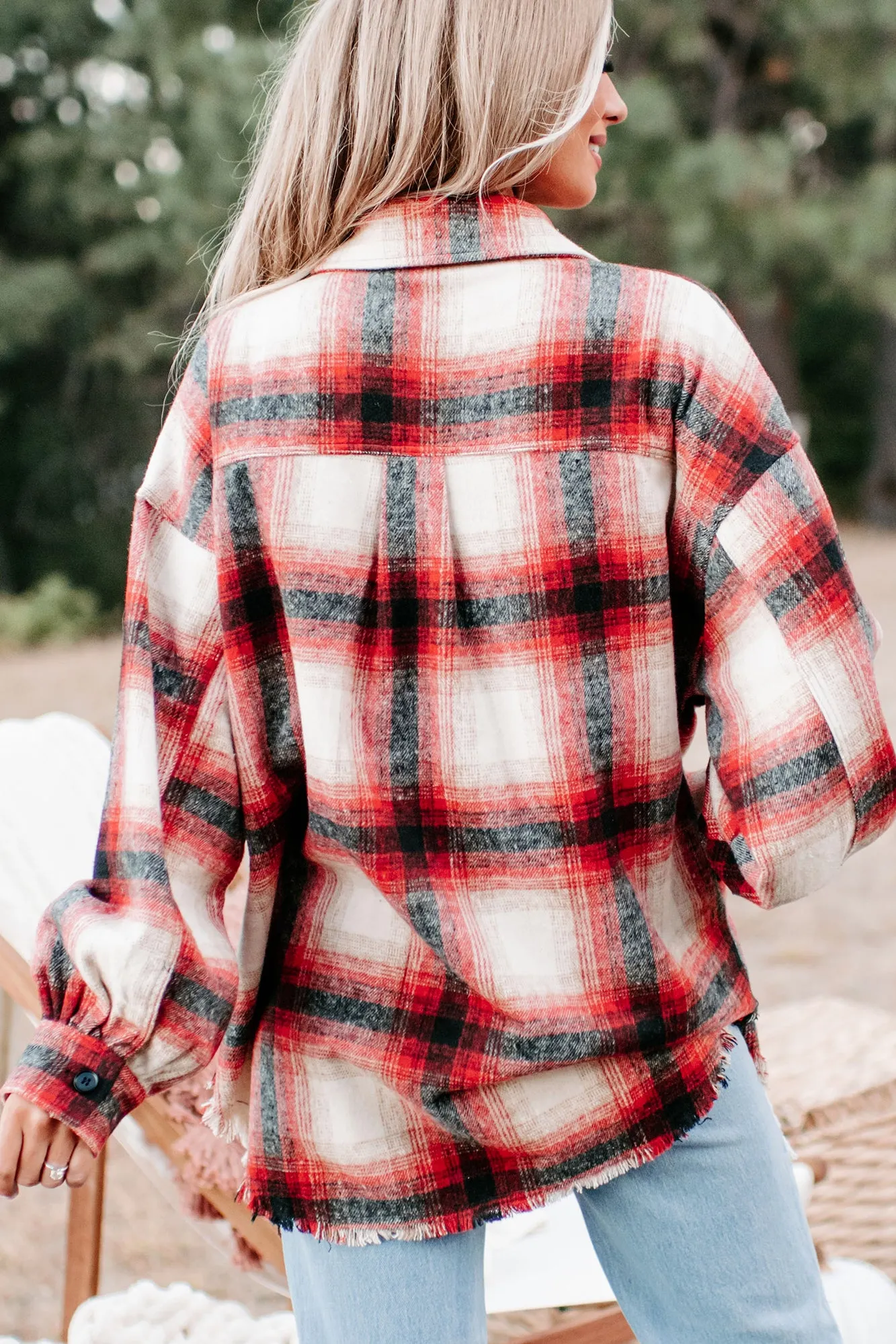 Roberta Plaid Shacket (Red)