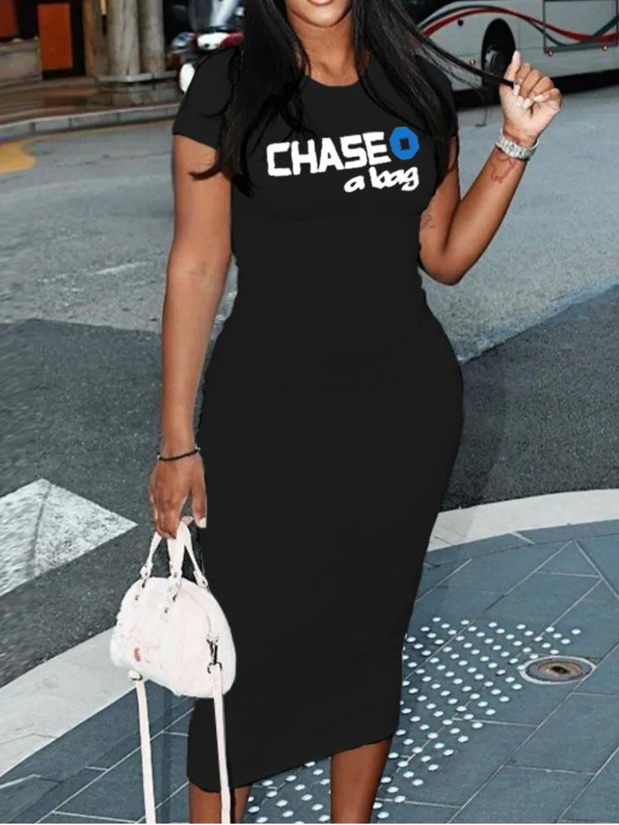 Round Neck Bodycon Pencil Dress