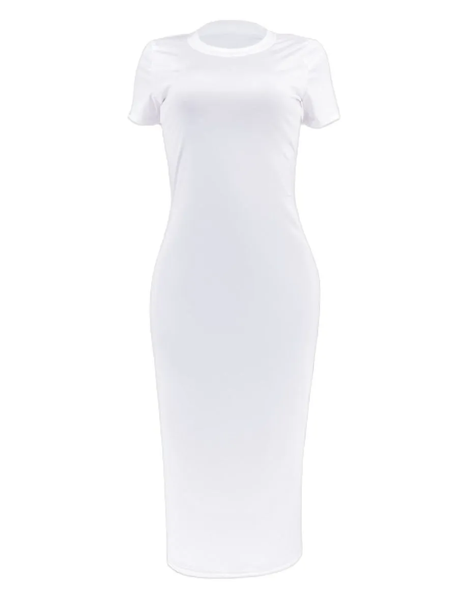 Round Neck Bodycon Pencil Dress