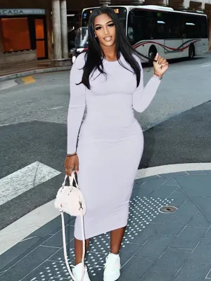 Round Neck Bodycon Pencil Dress