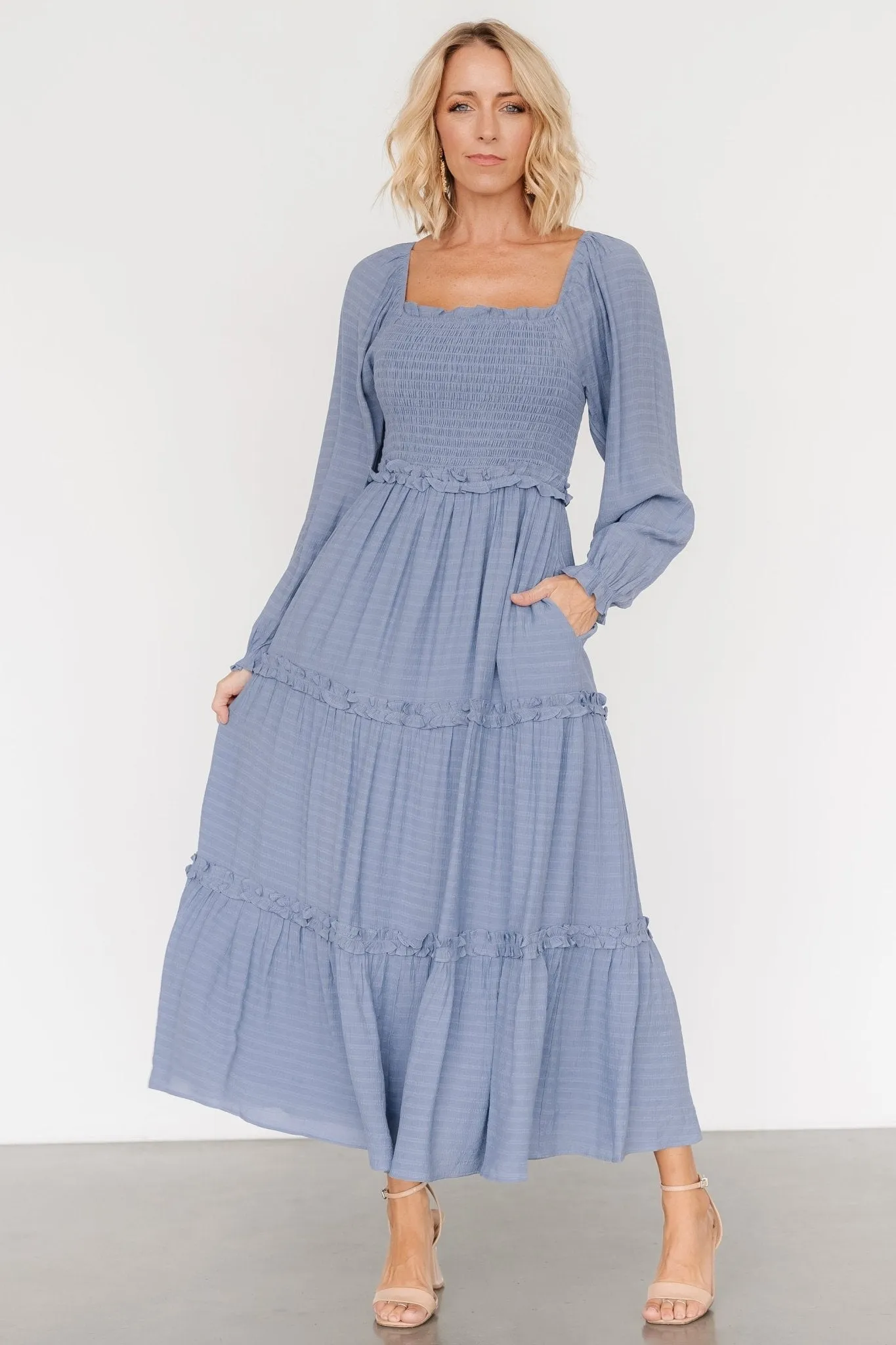 Rowan Tiered Dress | Slate Blue