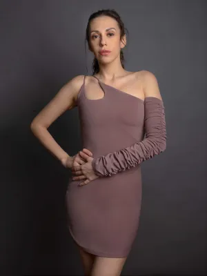 RUCHED SLEEVES DRESS