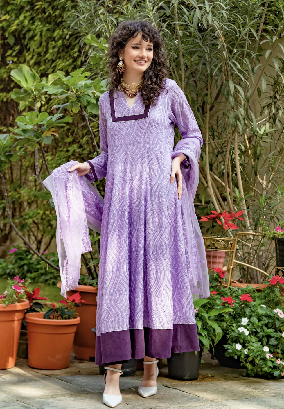 Saisha Baby Pink Georgette Sequins Anarkali Gown