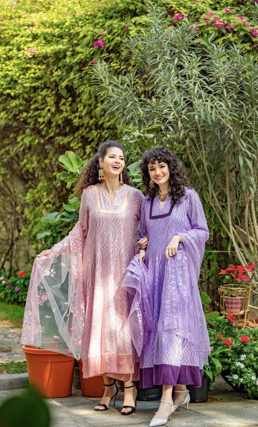 Saisha Baby Pink Georgette Sequins Anarkali Gown
