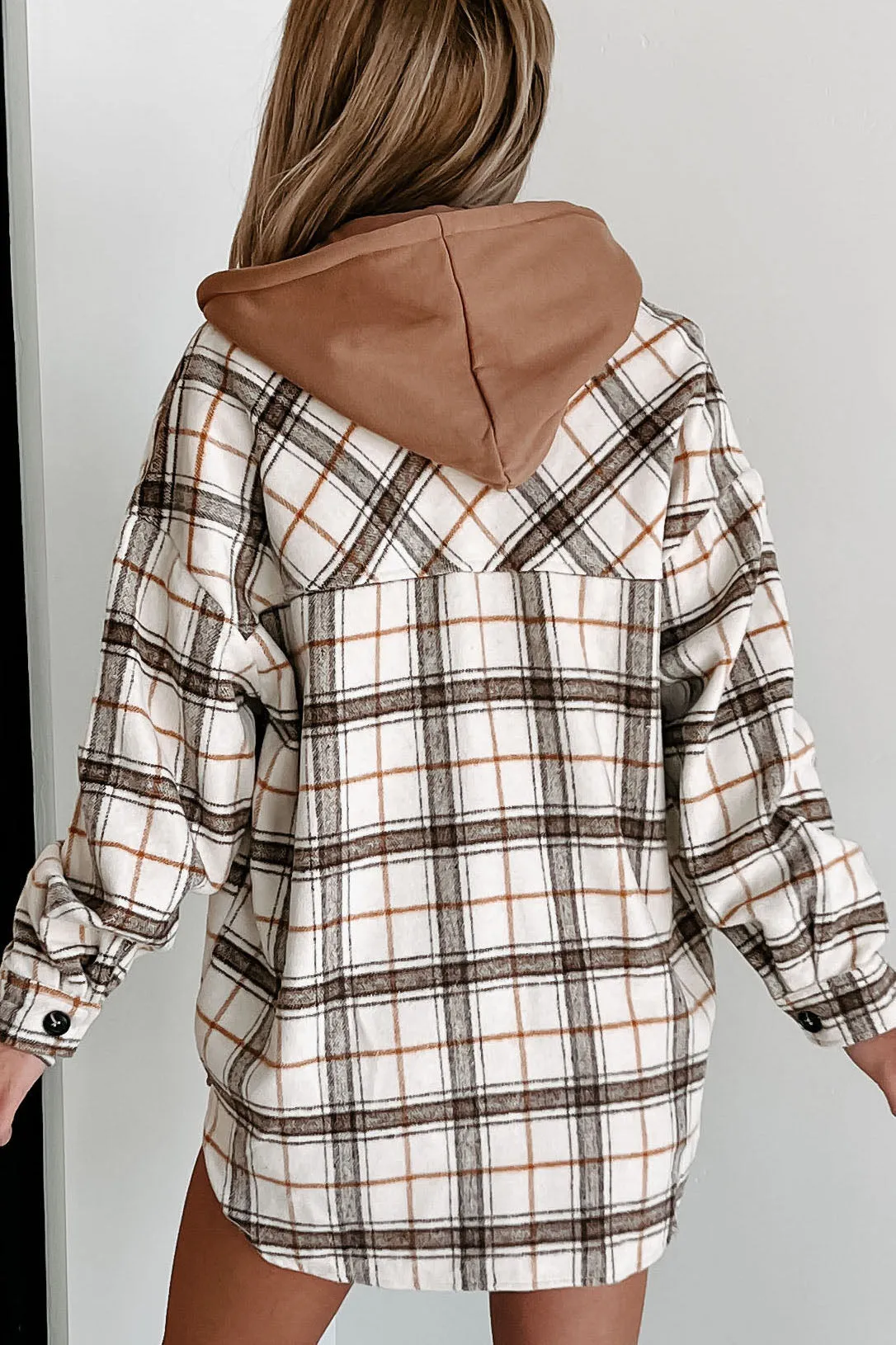 Second Thoughts Plaid Oversized Shacket (Taupe)