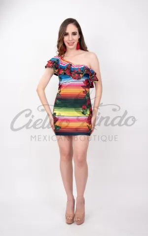 Serape & Red Roses Printed Dress