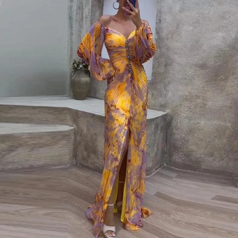 Sexy New Off Shoulder Tie Dye Pleated Bodycon