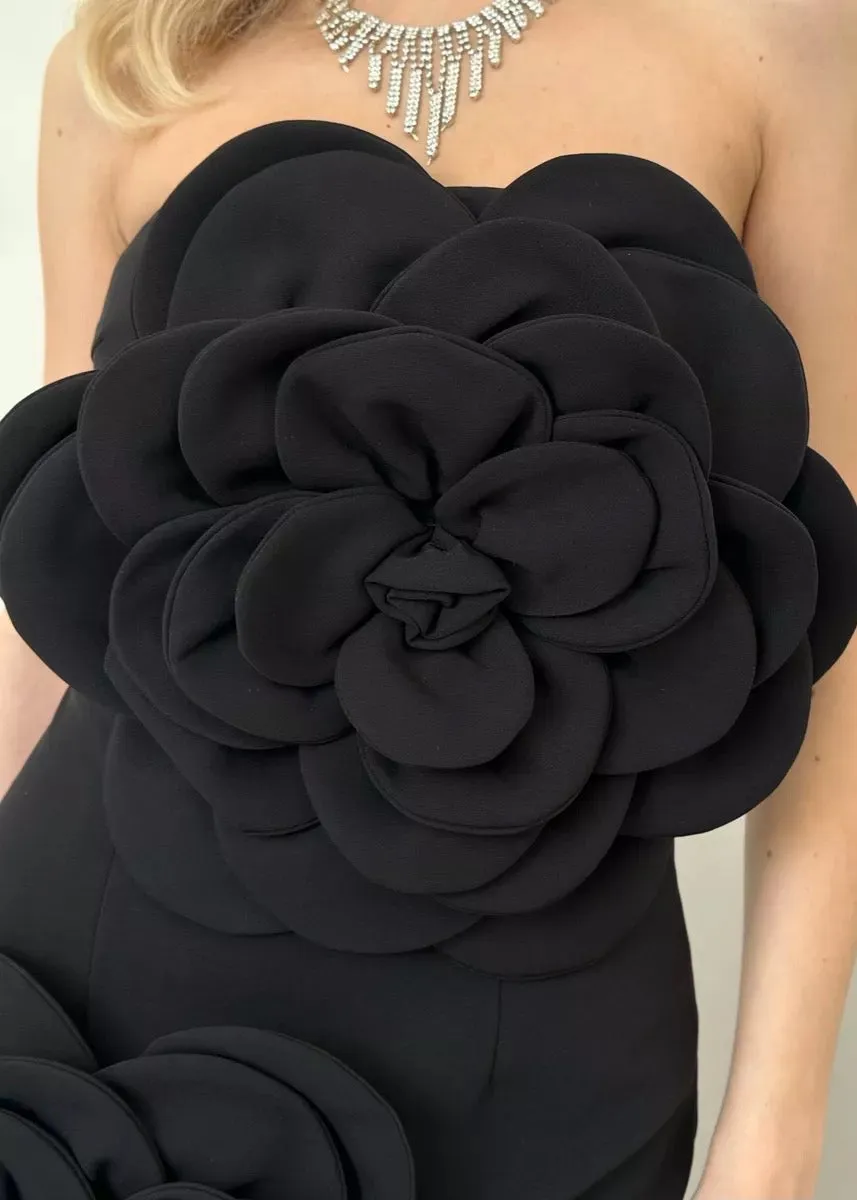 Shea Big 3D Flowers Decor Tube Mini Dress