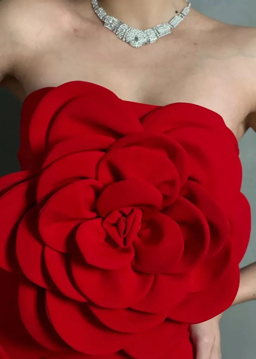 Shea Big 3D Flowers Decor Tube Mini Dress