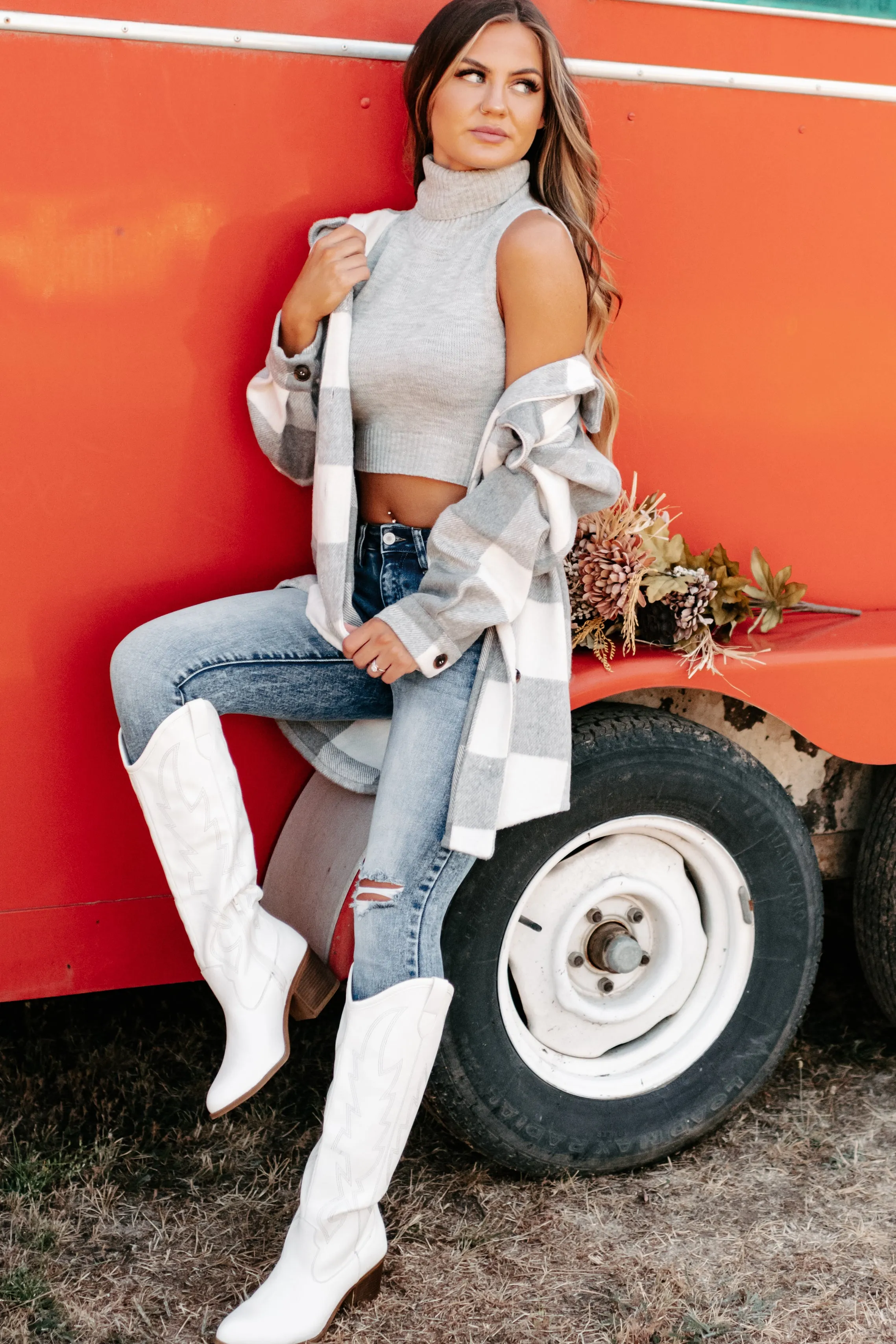 Shiren Plaid Oversized Shacket (Grey)