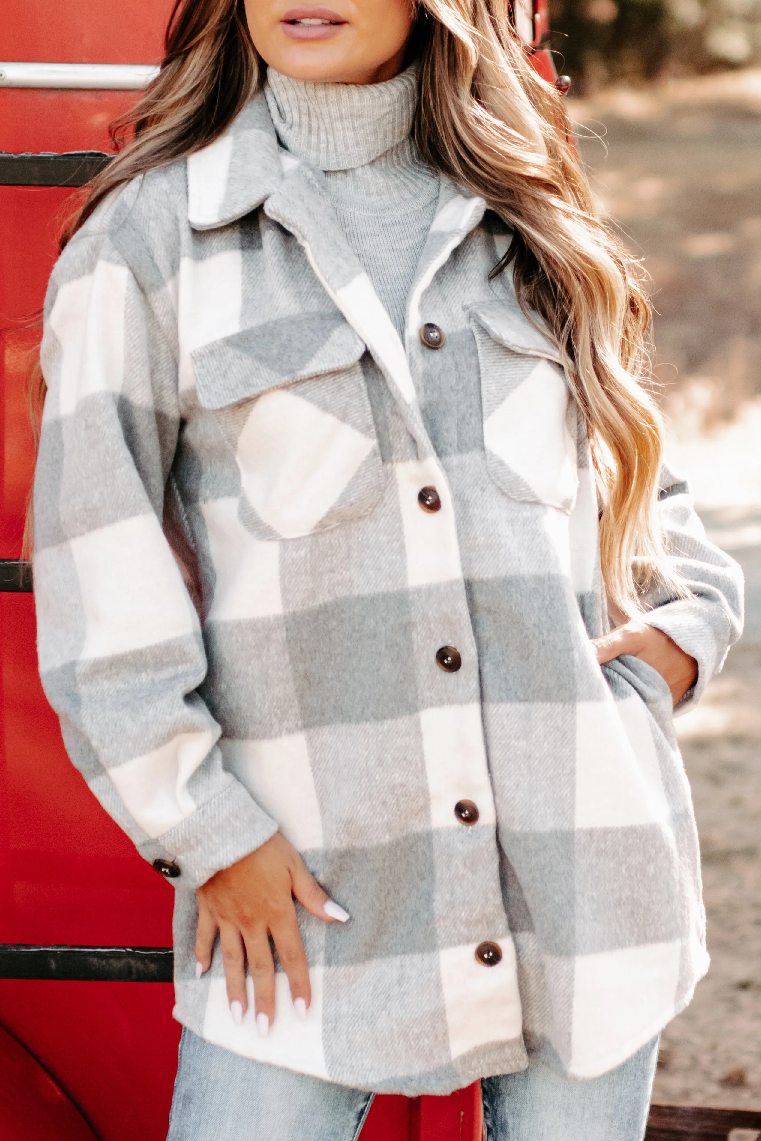 Shiren Plaid Oversized Shacket (Grey)