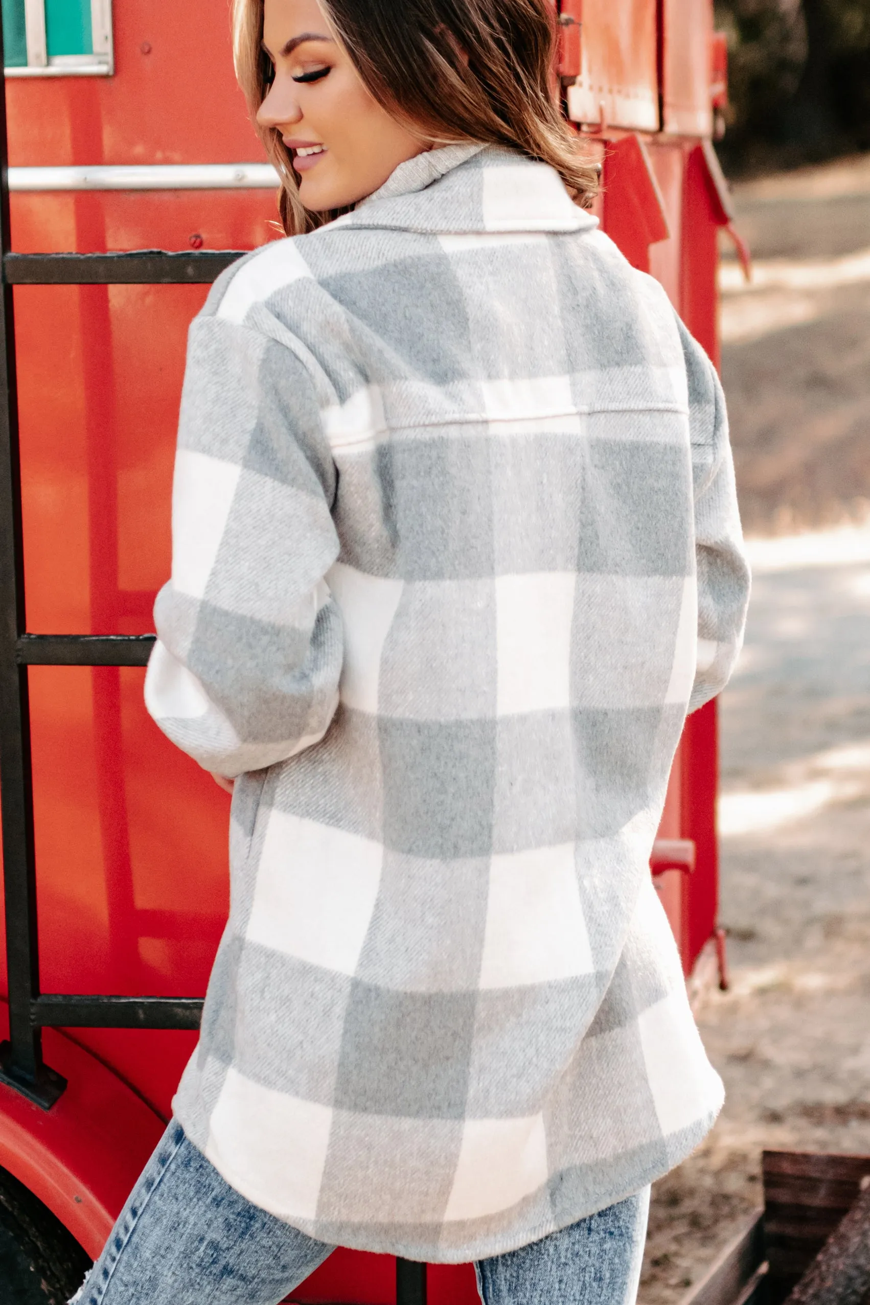 Shiren Plaid Oversized Shacket (Grey)