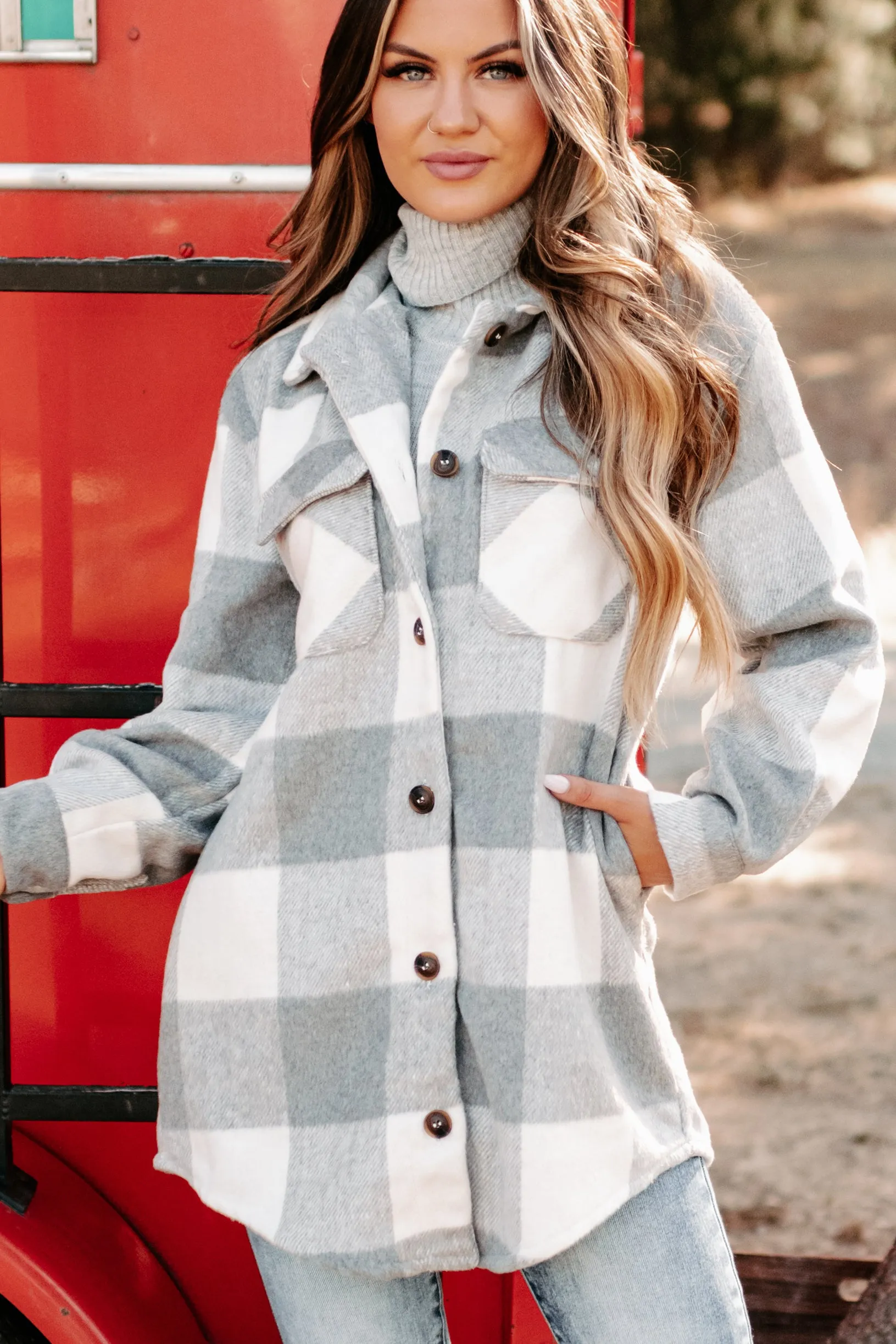 Shiren Plaid Oversized Shacket (Grey)