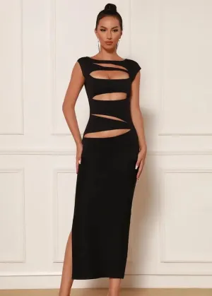 Sleeveless Cutouts Calf Length Bodycon Dress