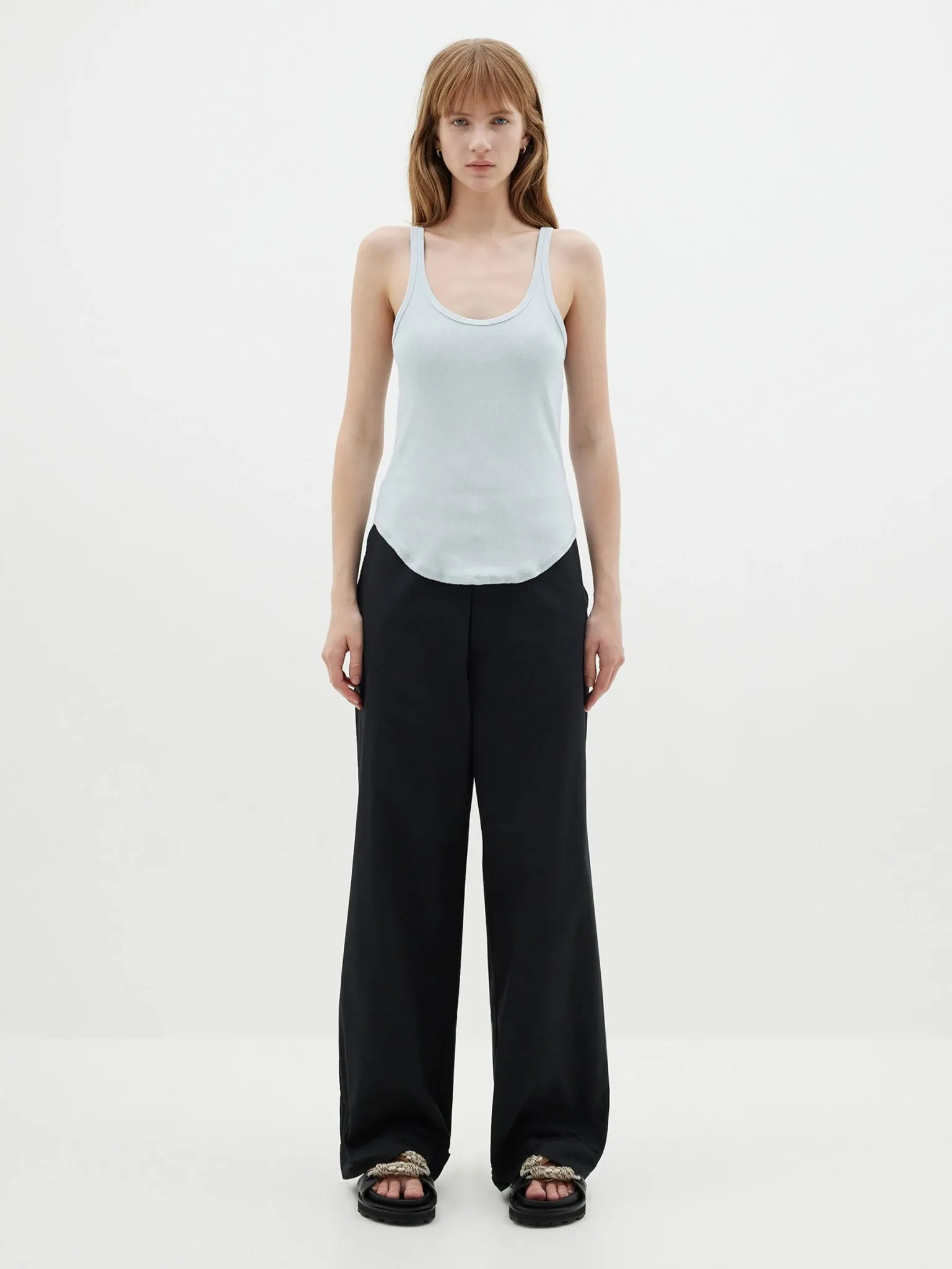 Slim Scoop Rib Tank | Soft Blue