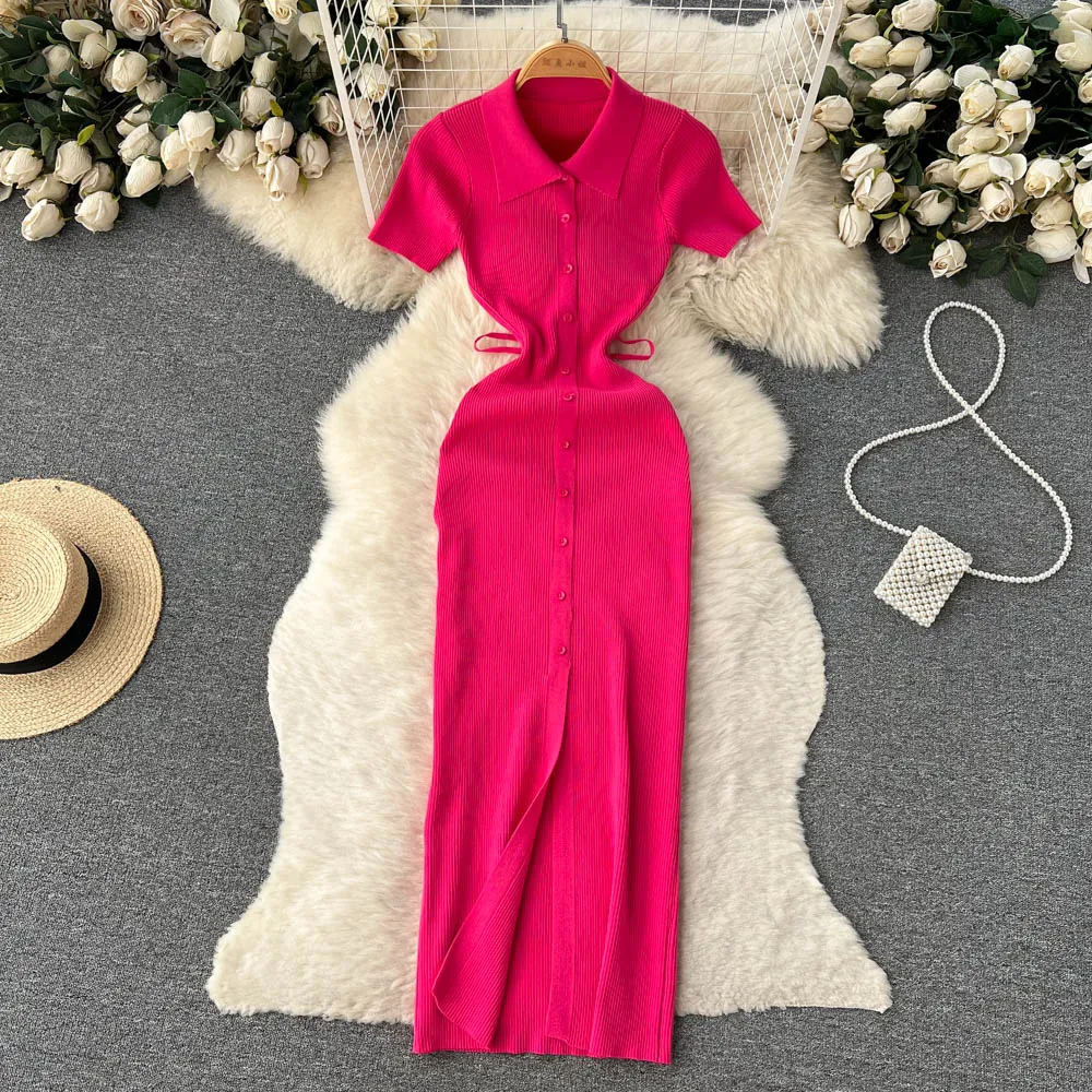 Slit Slim Knitted Bottoming Dress