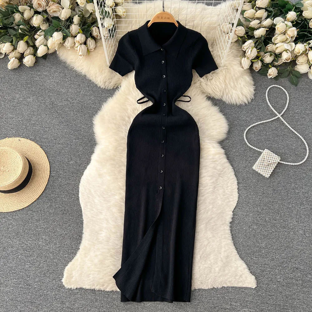 Slit Slim Knitted Bottoming Dress