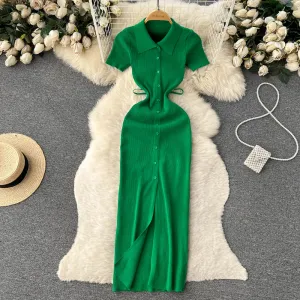 Slit Slim Knitted Bottoming Dress