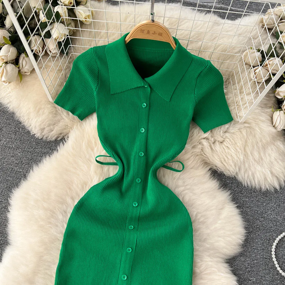 Slit Slim Knitted Bottoming Dress
