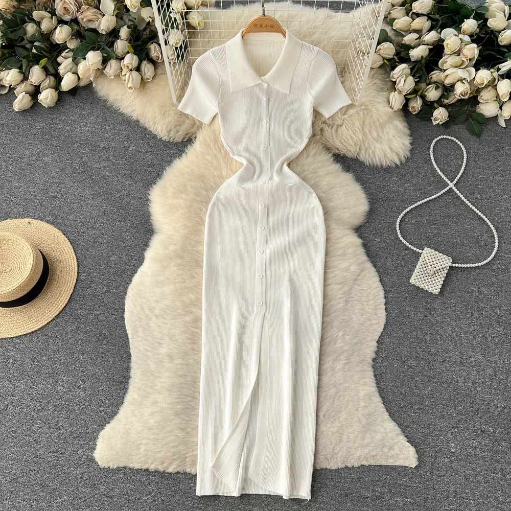 Slit Slim Knitted Bottoming Dress