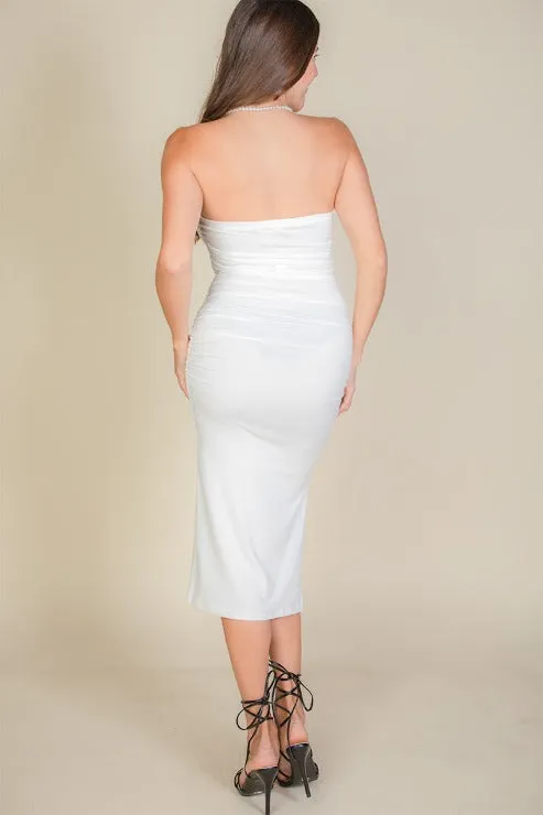 Solid Bodycon Split Hem Tube Dress
