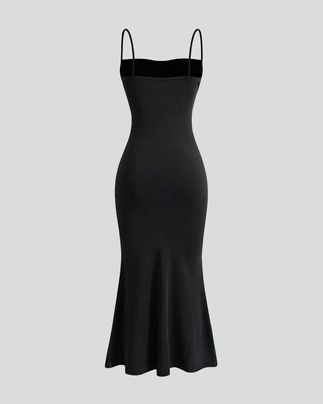 Spaghetti Strap Ruched Bodycon Corset Maxi Dress In Black