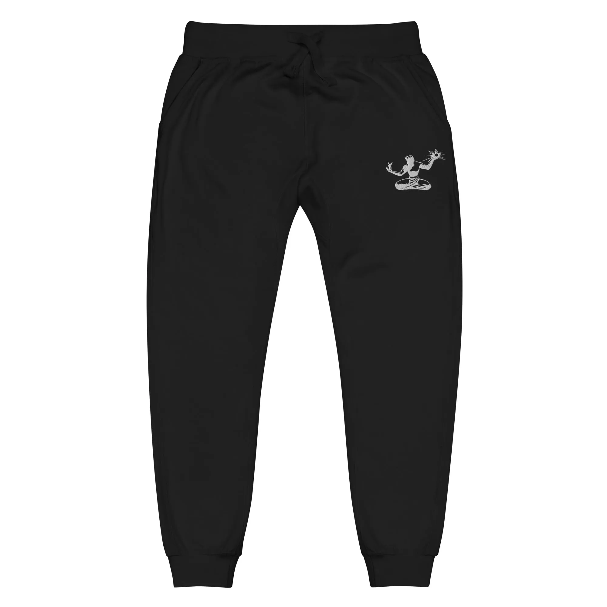Spirit of Detroit Premium Embroidered Unisex Fleece Sweatpants - Black / White