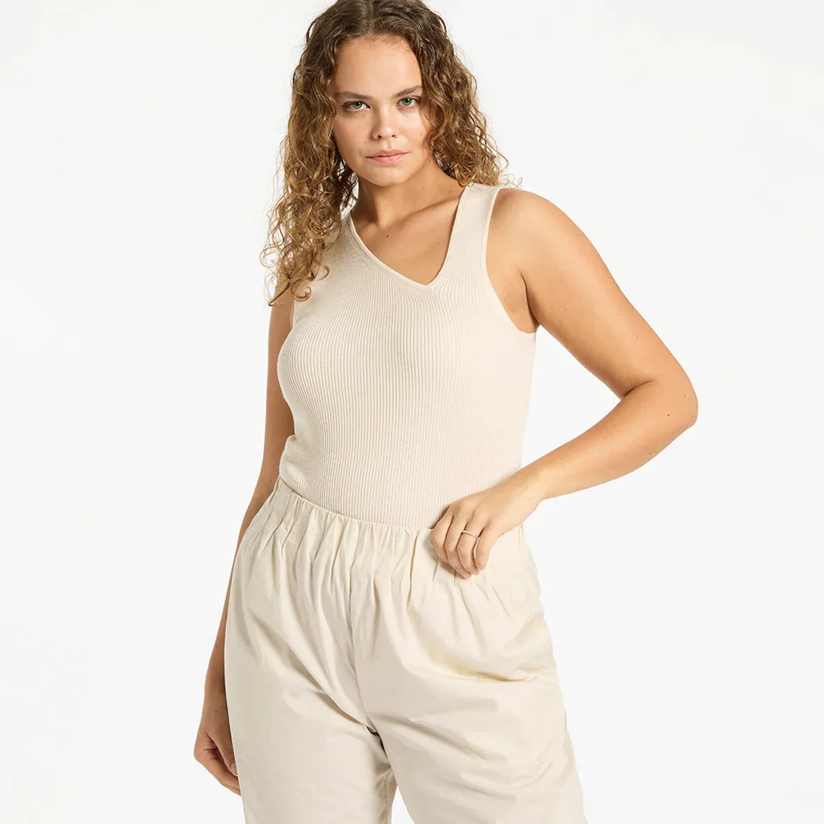 Status Anxiety Come Around Knit Tank - Bone