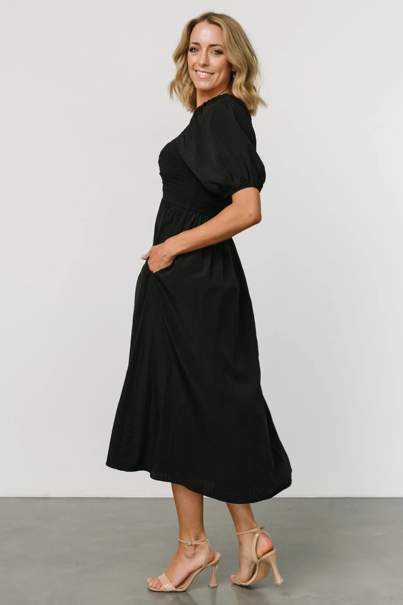 Stefania Midi Dress | Black