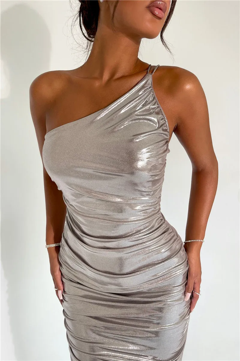 Stella One Shoulder Strapless Backless Bodycon Maxi Dress