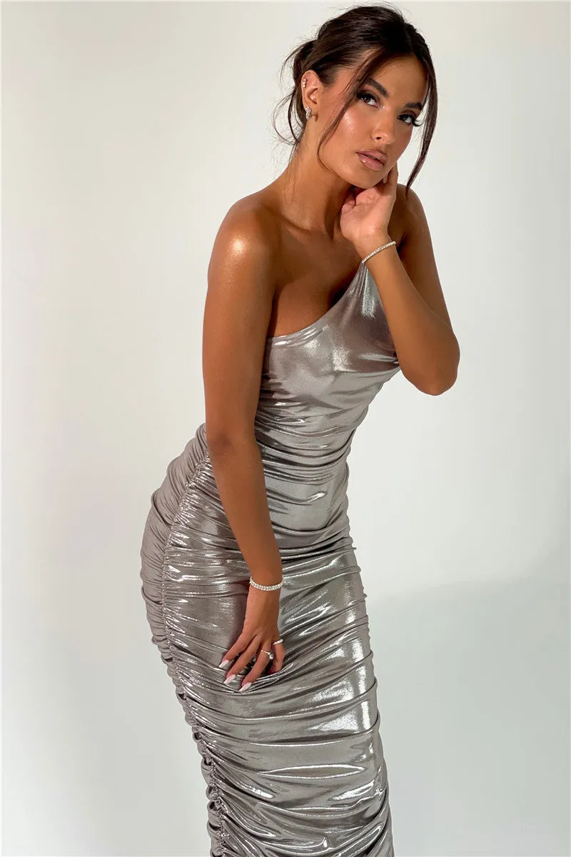 Stella One Shoulder Strapless Backless Bodycon Maxi Dress