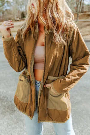 Stitching Quilted Drawstring Jacket