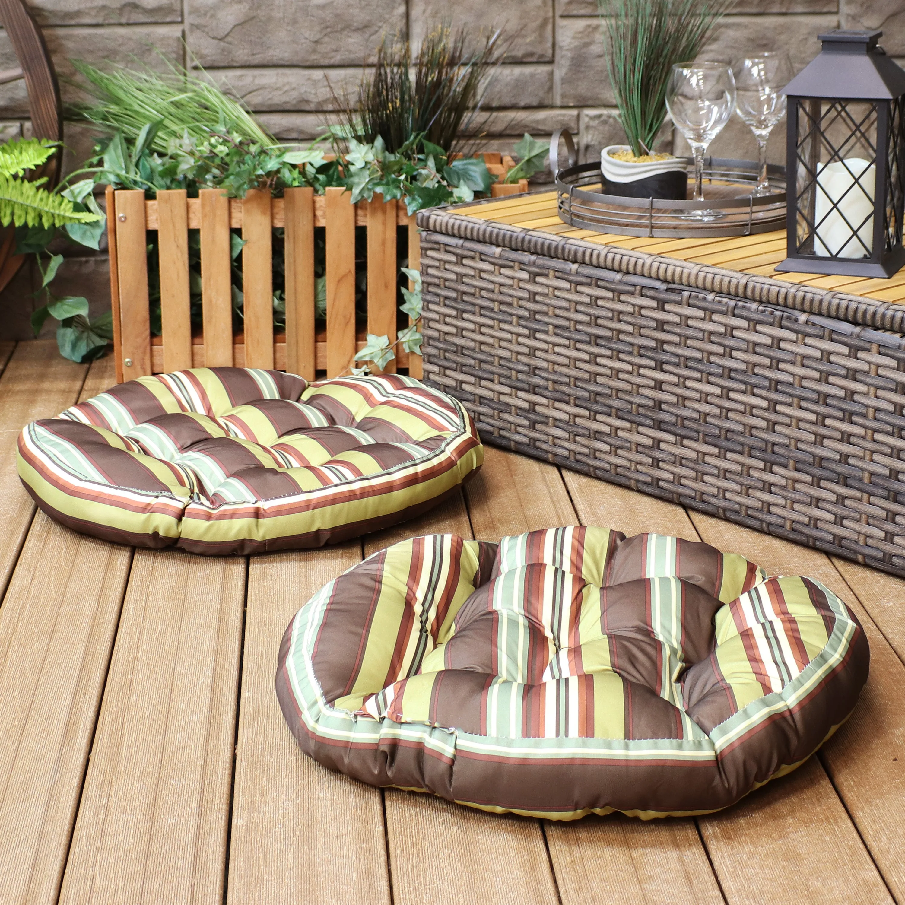 Sunnydaze Set of 2 Polyester Tufted Large Round Floor Cushions