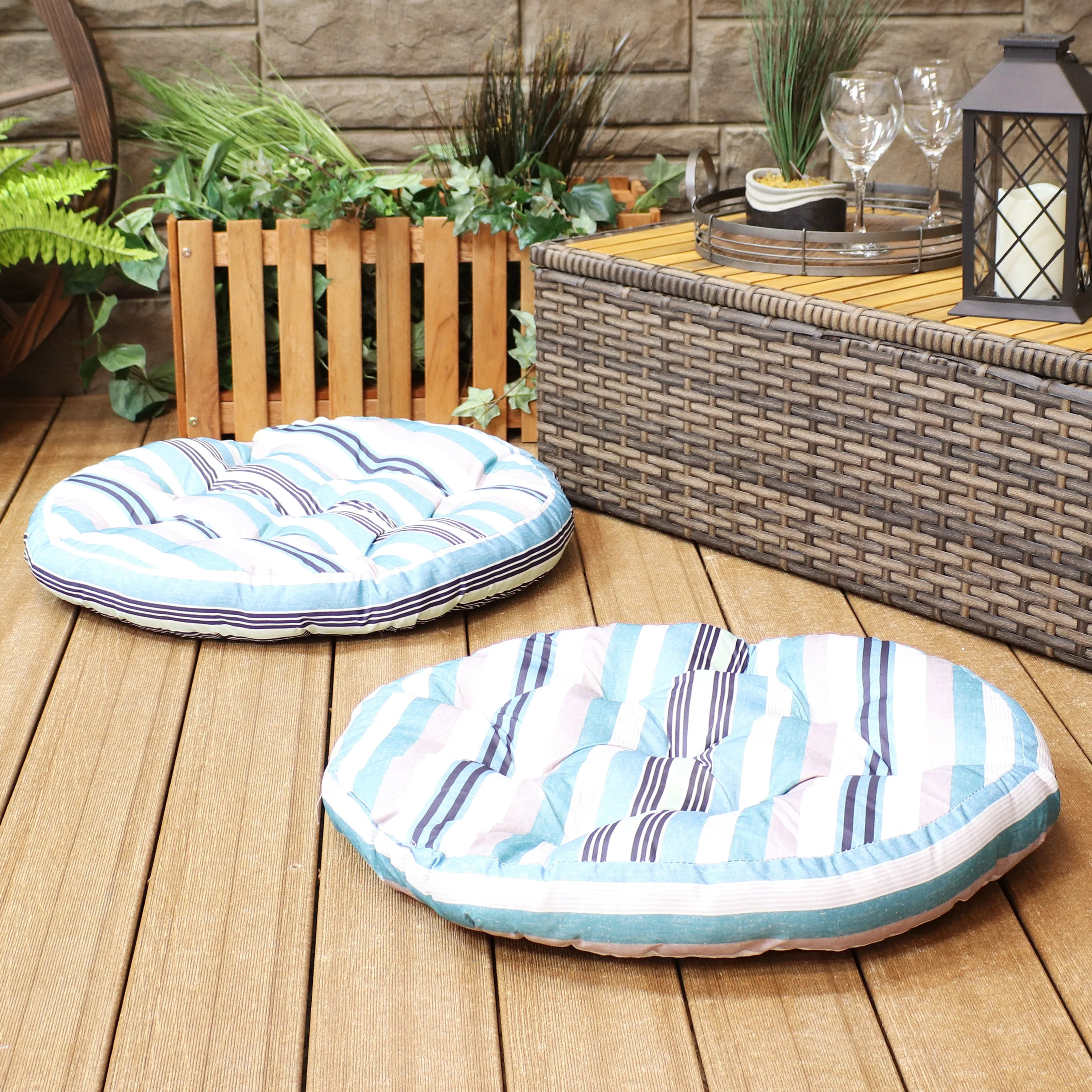 Sunnydaze Set of 2 Polyester Tufted Large Round Floor Cushions
