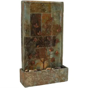 Sunnydaze Slate Fountain with Climbing Vines and Halogen Light - 32"