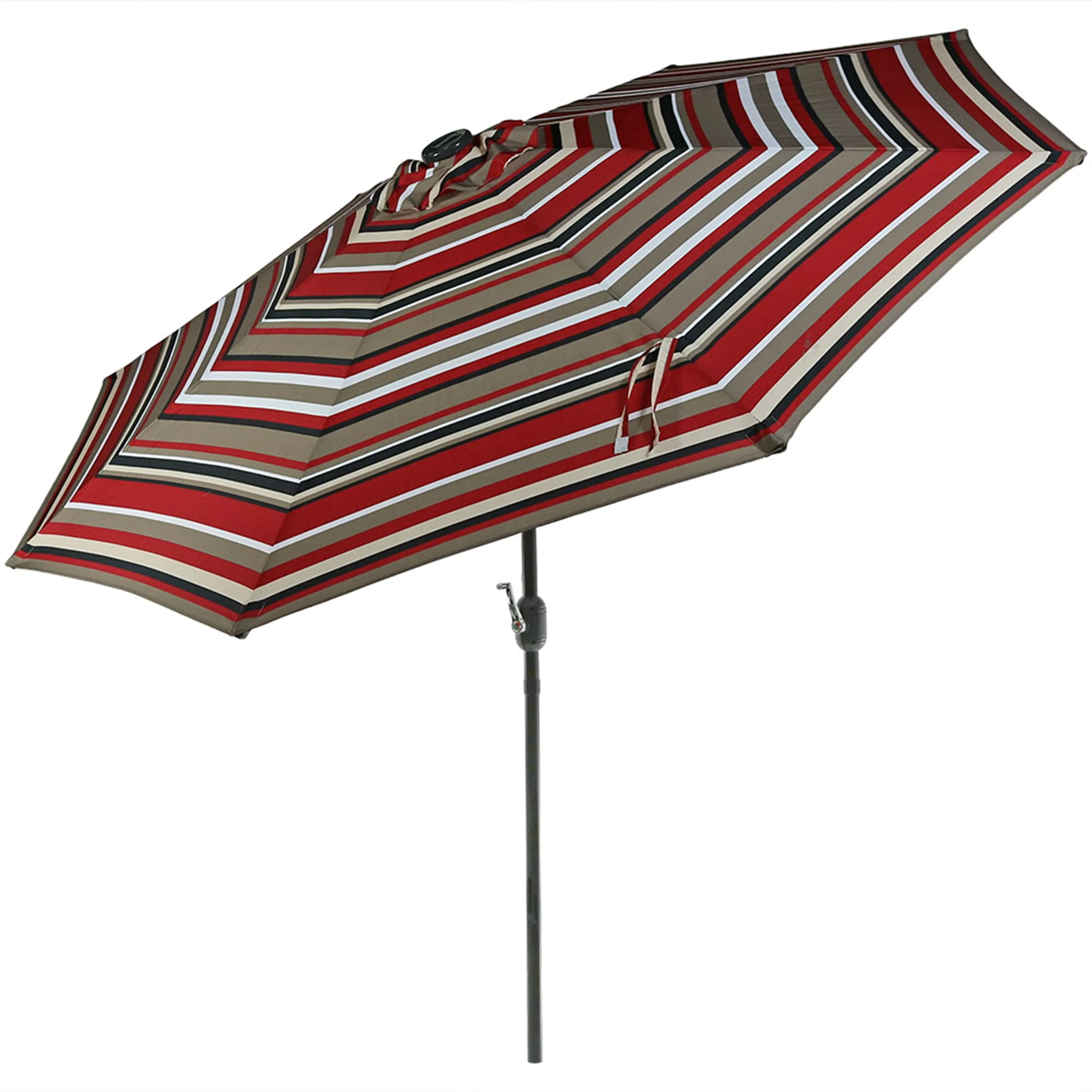 Sunnydaze Solar LED Lighted 9' Aluminum Umbrella with Tilt & Crank