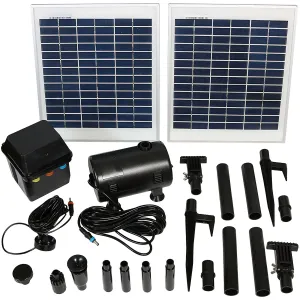 Sunnydaze Solar Pump and Panel Kit with Battery Pack and LED Light - 396 GPH - 120" Lift