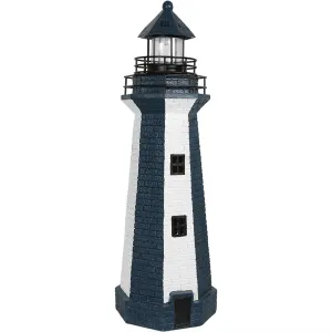 Sunnydaze Solar Striped LED Lighthouse Outdoor Decor - 36"