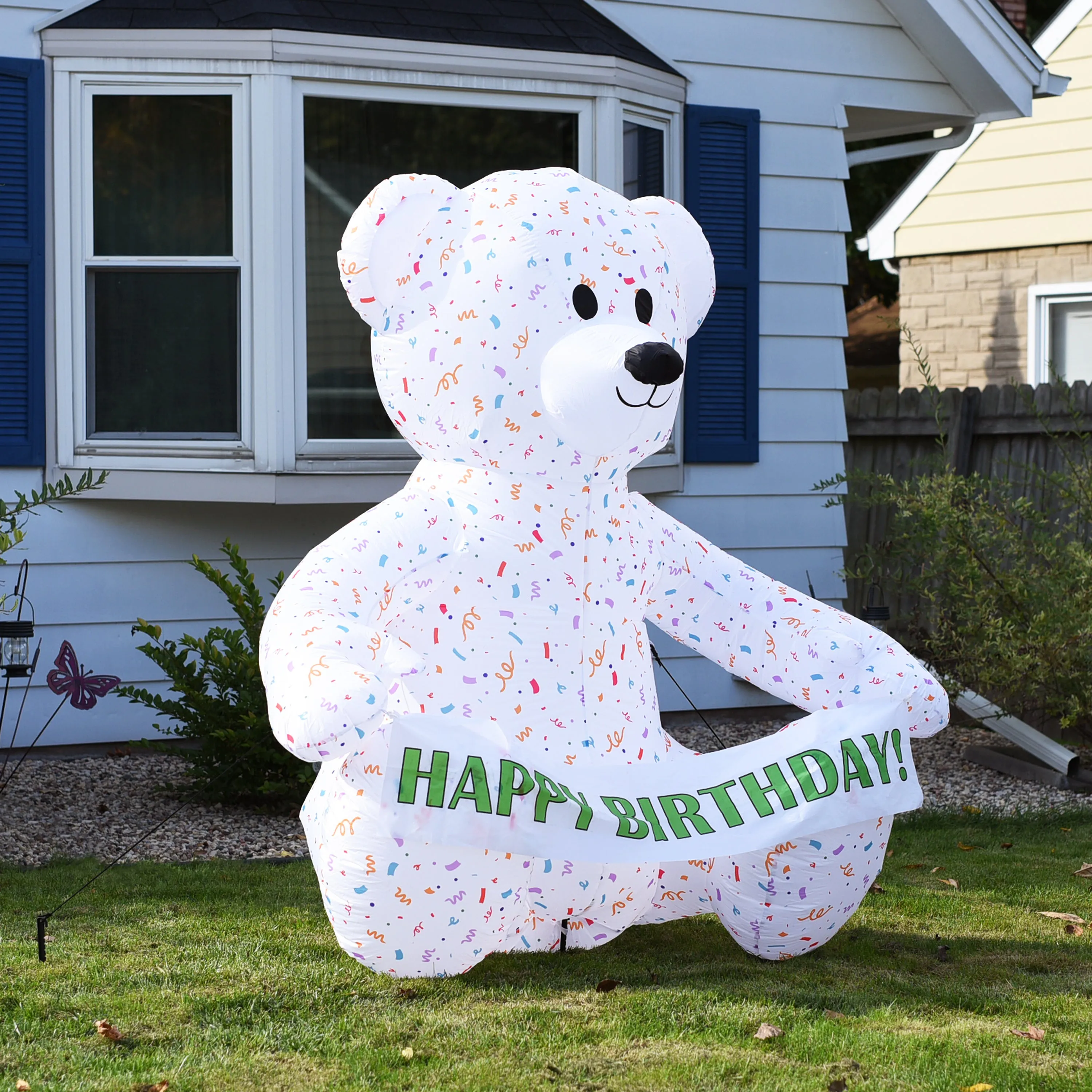 Sunnydaze Sprinkles the Inflatable Celebration Bear with 5 Banners - 6'