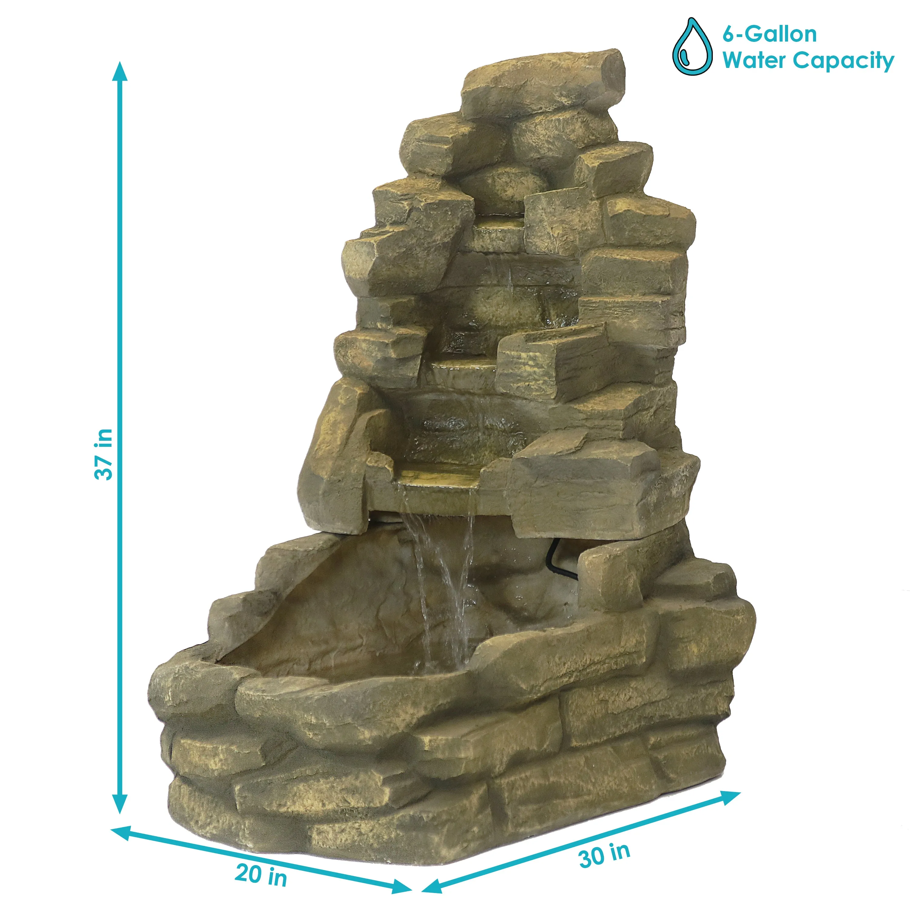 Sunnydaze Stone Falls Outdoor Fountain - 37" H