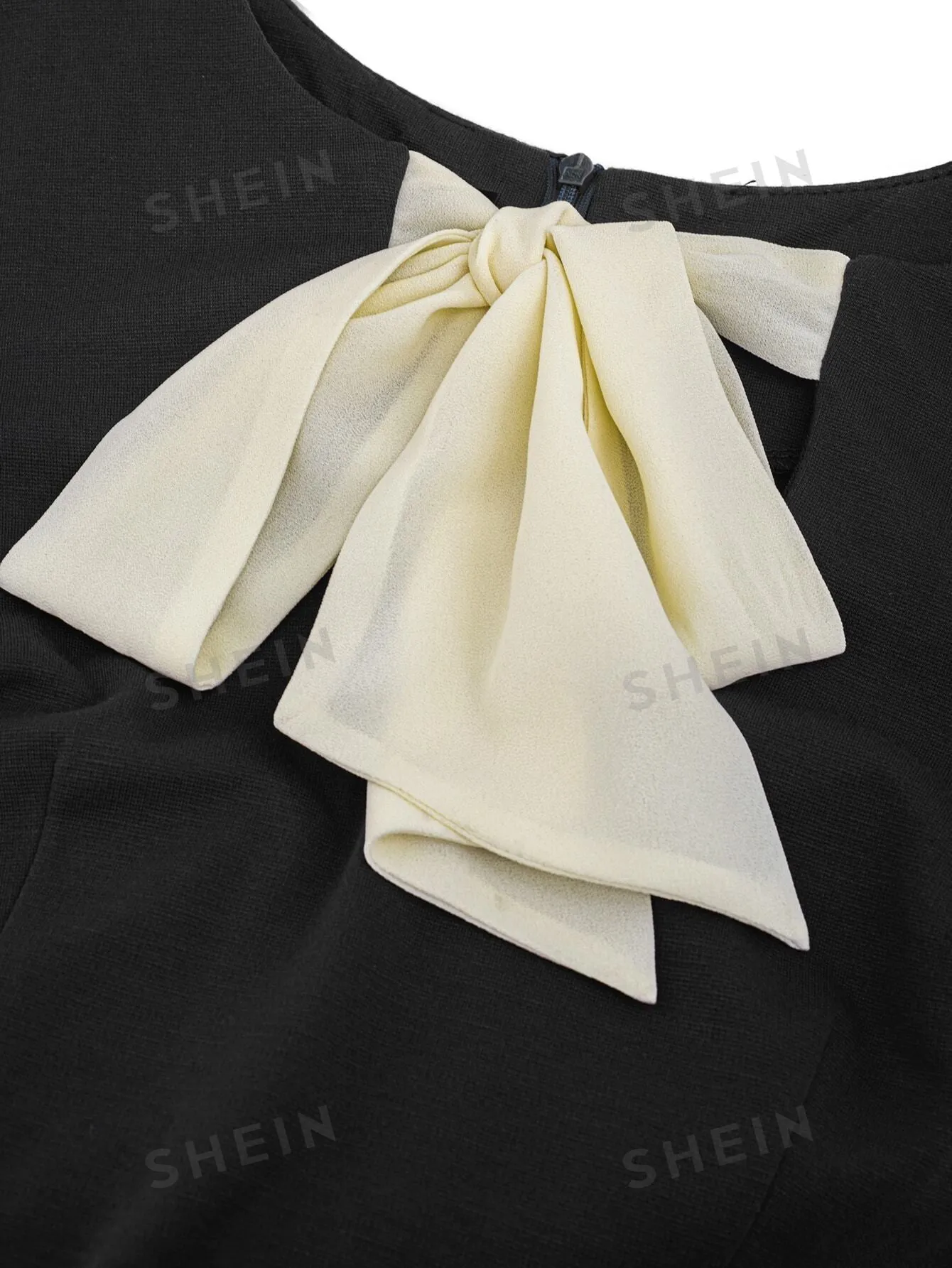 Tie Neck Flounce Sleeve Bodycon Dress