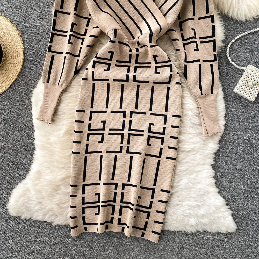 V-neck Knitted Dress
